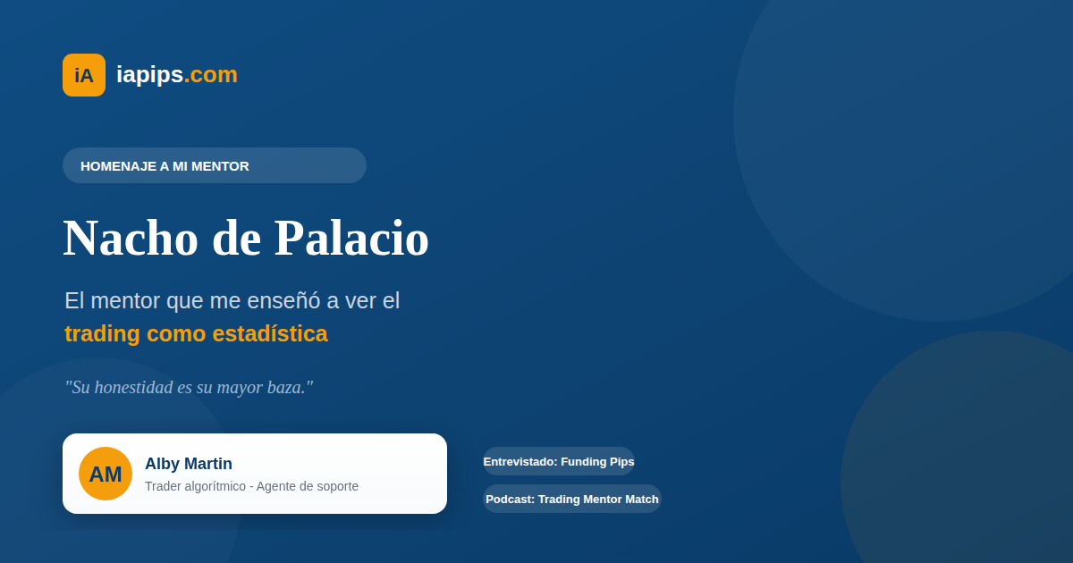 Nacho de Palacio, mentor de trading algorítmico, homenaje por Alby Martin